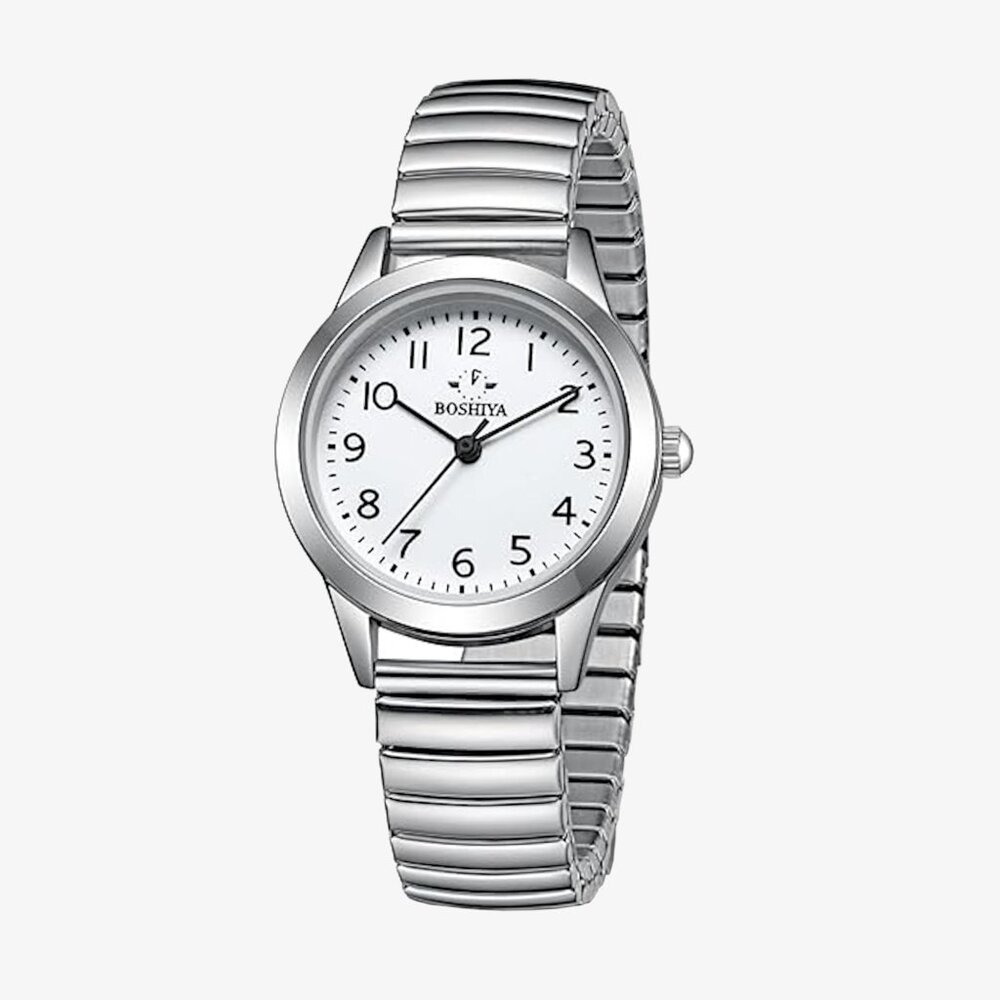 BOSHIYA Women's Watch, Stretch Band, Silver